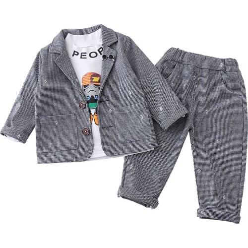 New Spring Autumn Baby Clothing Suit Children Boys Cotton Jacket T-shirt Pants 3Pcs/Sets Toddler Cartoon Clothes Kids Tracksuits
