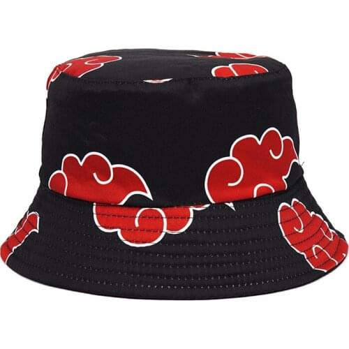 2021 Summer Outdoor Fisherman Cap Red Printed Auspicious Lucky Clouds Dawn Cotton Panama Protection Street Men Women Bucket Hat