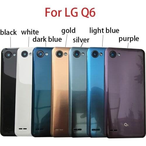 For LG Q6 Plastic Rear Housing Battery Cover Case Back With Camera Lens + Flash Light
