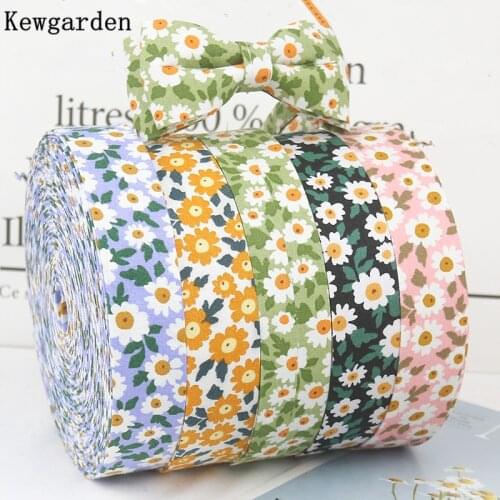 Kewgarden Flower Fabric Layering Cloth Ribbon 1" 1-1/2" 25 40mm DIY Bow tie Hair Accessories Handmade Tape Webbing 10 MeterS