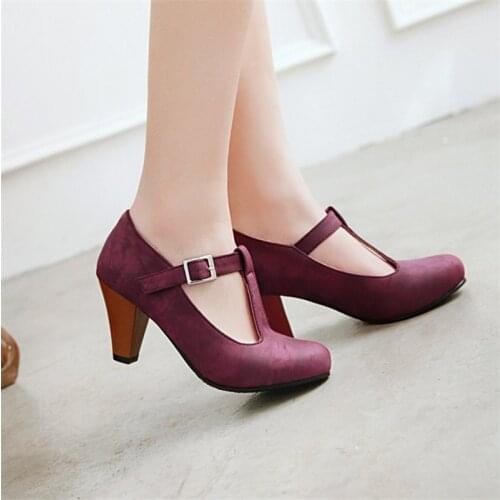 PXELENA sexy grace round toe high heels pumps shoes woman dress office dating shoes plus size 2020 spring new best selling