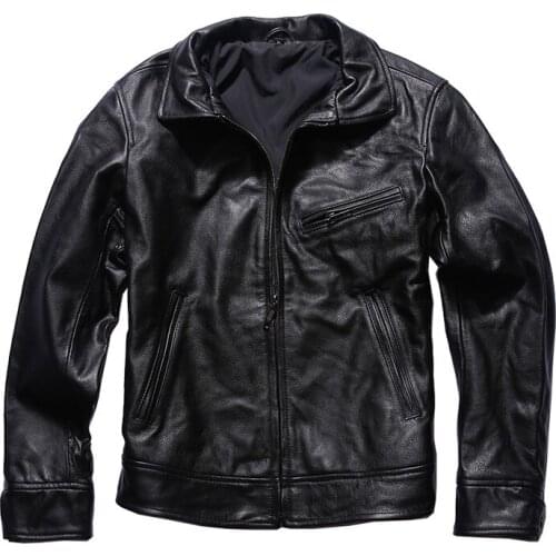 MHLD260 Rock Can Roll Super Offer ! Read Description! Asian Size Genuine Cow Skin Leather Coat Mens Cowhide Casual Jacket