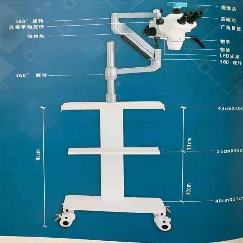 Magnification Trolley Long Arm Dental Microscope With Tray Moved Optionally Root Canal Microscope