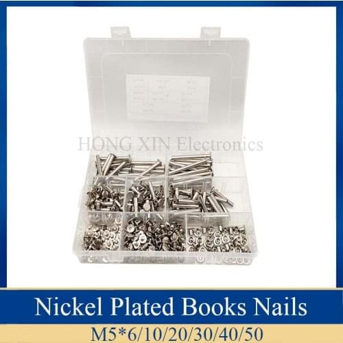 360pcs Nickel Plated Chicago Screws Assortment Kits,Snap Rivet Books Butt Screw Kits,Photo Album Binding Screw Assort Kits