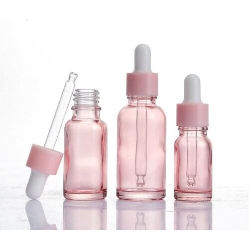 500pcs 5-100ml Pink Empty Glass Dropper bottles With Glass Pipette Sample Glass Bottles for Essential Oils Perfume Bottle Jars