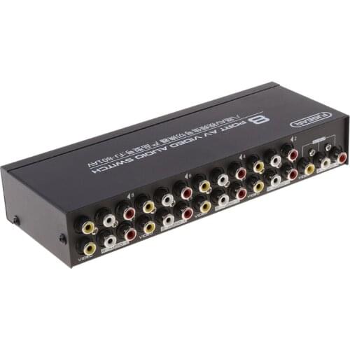 8-Way AV Switch RCA Switcher 8 in 1 out Composite Video L/R Selector Box for DVD