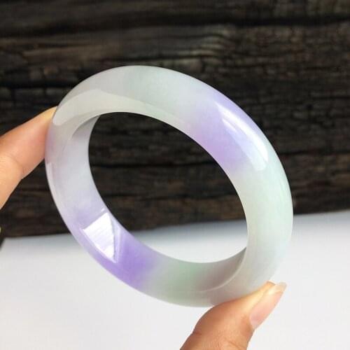 Myanmar ice through the violet jade bracelet ice glutinous species emerald light purple jade bracelet