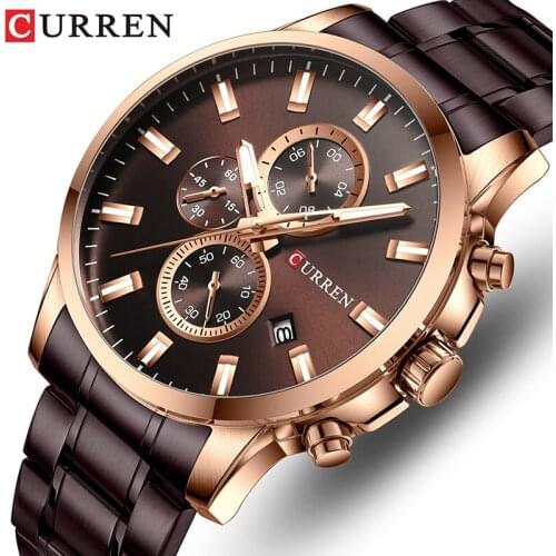 Top CURREN Watches Men Brand Luxury Quartz Fashion Mens Watch Waterproof Sports Wrist Watch Steel Chronograph Relogio Masculino