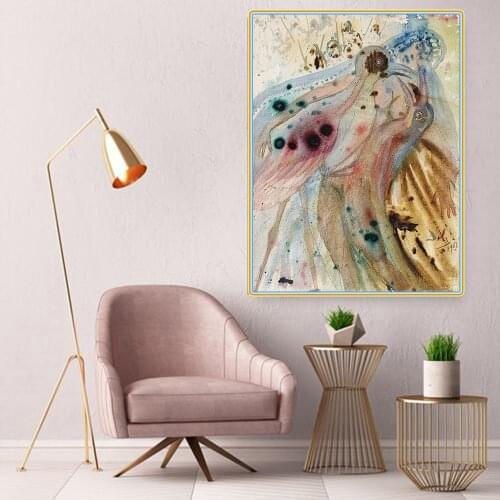 Citon Salvador Dali《Deux paons》Canvas Art Oil painting Artwork Poster Picture Modern Wall Decor Home Living room Decoration