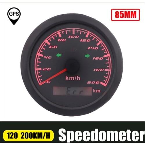 120 km/h GPS Speedometer With Red Backlight High Beam Left Right Turning Light 200 km/h Speed Gauge For Car Boat Auto 12V/24V