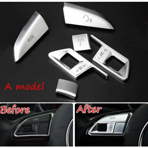 ABS 6PCS Car Inner Steering Wheel Button Trim Cover Sequined Decoration For Audi A3 S3 S5 S6 S7 RS5 RS7 SQ5 2014-2016
