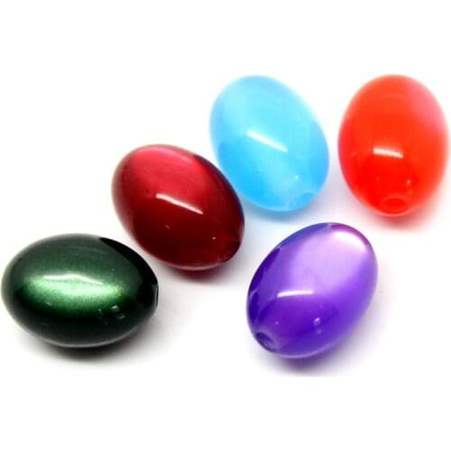 Doreen Box hot- Resin Spacer Beads Oval Mixed 12x9mm,Hole:Approx 1.9mm,100PCs (B22878)