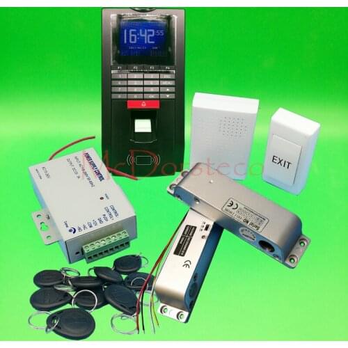 Electric Surface Drop Bolt Lock MF 131 Fingerprint and 125KHz ID Card Reader Wood Door Access Control System Kit + Power Supply