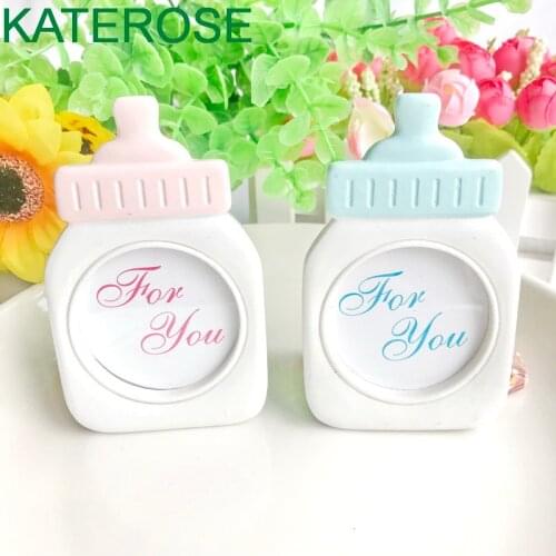 Blue/Pink Baby Bottle Photo Frame Birthday Party Decorations Nursing Bottle Picture Frames New Baby Christening Baptism Gift