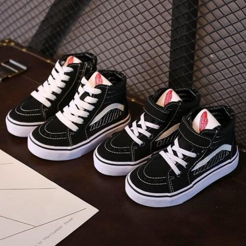 Children Canvas Shoes High Top Casual Girls Sneakers Autumn Winter Teenage Boy Shoes Classic Black Kids Sneakers Shoes