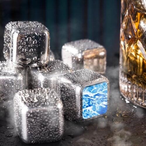 Reusable Ice Cubes metal stainless steel cooler Set Whiskey Stone with Non-Slip Ice Tongs Best Gift for Drinking Bar Accessories