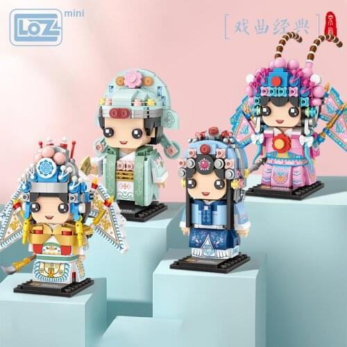 LOZ Peking Opera Mini Square Head Man National Quintessence Small Particle Assembly Building Blocks National Tide Chinese style
