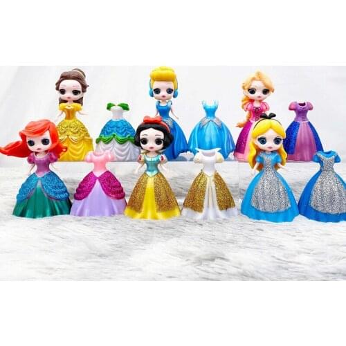 Cute Princess Aisha and Snow WhiteDress up Princess PVC Doll Girl DIY dress up toys accessories baking accessories child gift