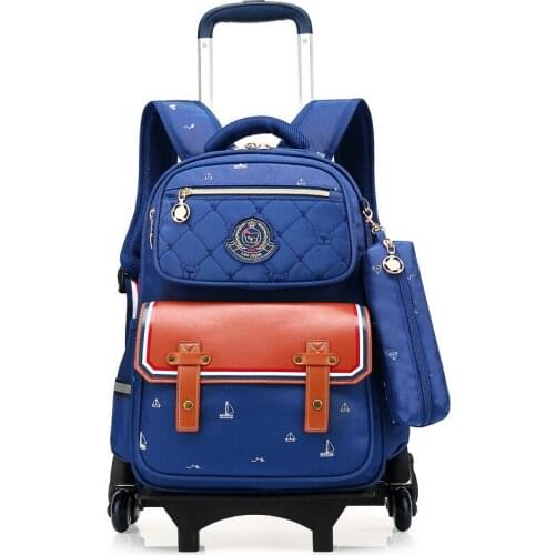 Fashion Kids boys girls Trolley School Bag Luggage BookBags Backpack Latest Removable Children School Bags 6 Wheels climb stairs