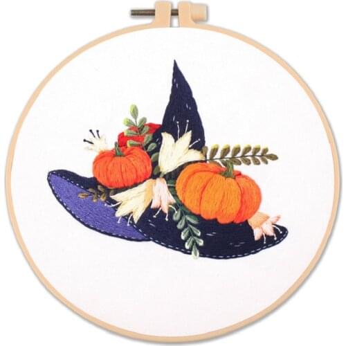 Full Range Embroidery Starter Kit, Halloween Embroidery Kits for Beginners, Embroidery Decoration, English Instructions (A)