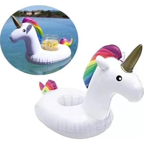 Unicorn Inflatable Drink Holder Pool Party Supply Float Accessories Kids Adults Bath Float Toys Flamingo Donut Swimming Rings