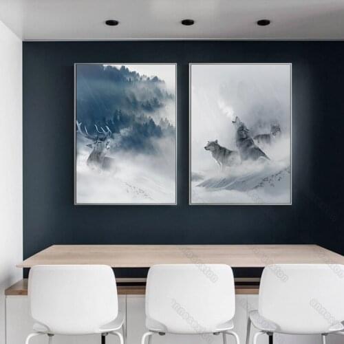 Wild Animals Canvas Painting Poster and Print Abstract Pictures Deep Mountain Dense Frog Deer Tigers for Home Room Wall Decorati