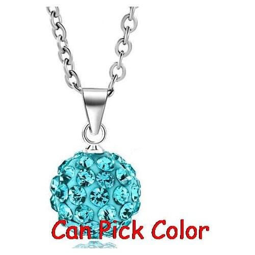Fy45al 16 inch white mixed Fashion Rhinestones Silver Plated disco ball CZ ball Necklace Pendant Chain crystal