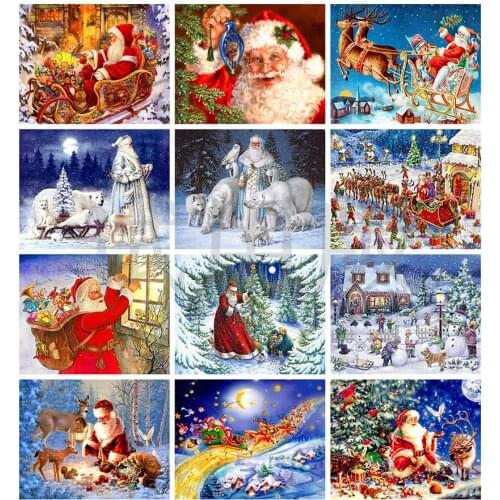 MUXUN New est Christmas Diamond Paintings 5D Diy Full Drill Snow Santa Truck Embroidery Cross Stitch Art Diamond Painting Kerst