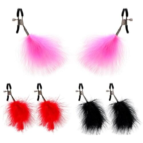 OLO Nipple Clamps Erotic Toys Stainless Steel Feather Sex Toys for Couple Papilla Breast Clips Nipple Stimulator Adult Games
