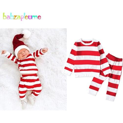 2Piece Fall Baby Boys Girls Clothing Set Toddler Christmas Outfits For Kids Casual Long Sleeve Stripe Cotton T-shirt+Pants 1952