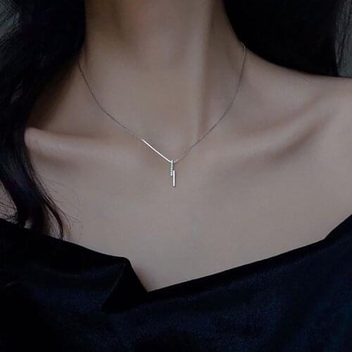 Oxanry Minimalist 925 Sterling Silver Geometric Necklace Charm Women Couples Trendy Elegant Birthday Party Jewelry Gift
