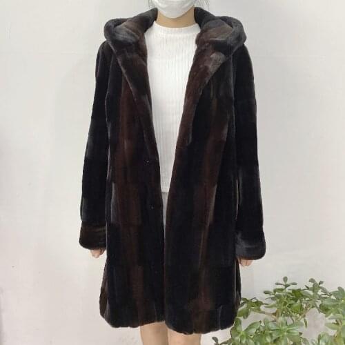 Imitation Mink Faux Fur Coat Fur Hood Coat Winter Coat Women Mink Coat High Quality Faux Leather Fake Fur Coat Female