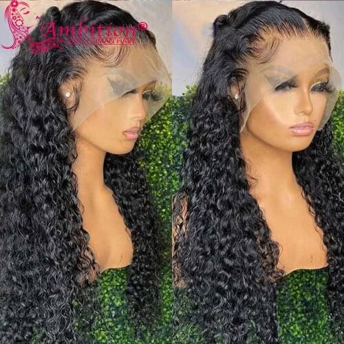 Ambition Unprocessed Human Hair Lace Wigs Preplucked 13x6 Frontal Wigs for Women 180% Curly Glueless Lace Wigs Bleached Knots