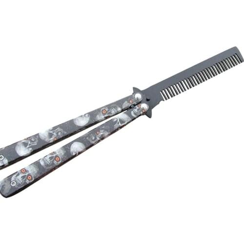 Hairdresser Stainless Steel Butterfly Training Combs Vintage Skeleton Folding Knife Practice Hair Brushes Salon Tools