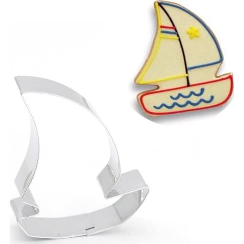 Sailboat Cookie Cutter Stainless Steel Biscuit Knife Baking Fruit Kitchen Mold Embossing Printing