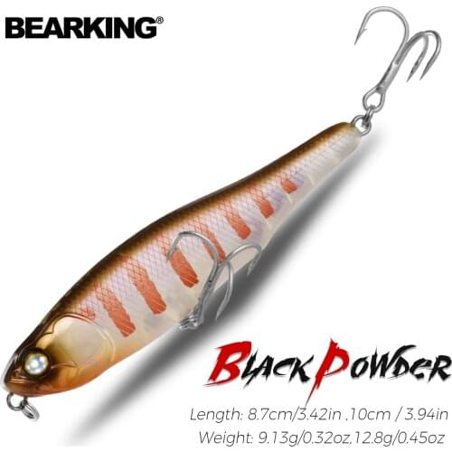 BEARKING BLACK Powder 10cm 8.7cm Hot Model Fishing Lures Hard Bait 30color Pencil Quality Professional Bait P19 Walk Dog