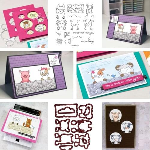 Sheep Cow Pig Animal Farm Stamps And Dies New Arrival 2021 Scrapbook Dariy Decoration Stencil Embossing Template Diy Greeting