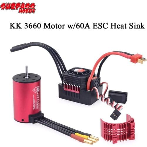 SURPASSHOBBY 3660 Waterproof Combo 1750KV 2200KV 2600KV Brushless Motor w/Heat Sink 60A ESC for RC Car