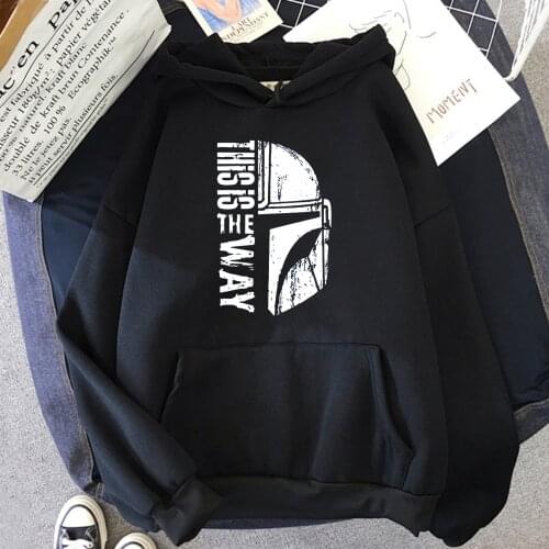 THIS IS THE WAY Mandalorian Men Hoodies Hip Hop Star Wars Sweatshirt Casual Street Mens Pullover Vintage Harajuku Warm Clothes