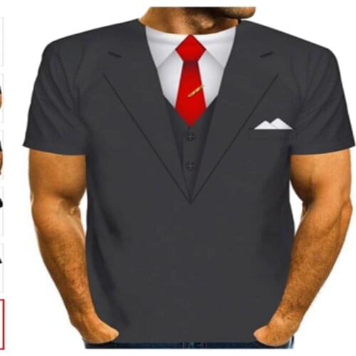 Funny Fake Suit 3D T shirt Tuxedo Bow Tie 3D Printed T shirts Men Summer Fashion Short Sleeve Streetwear Fake Suit Vest Tshirt