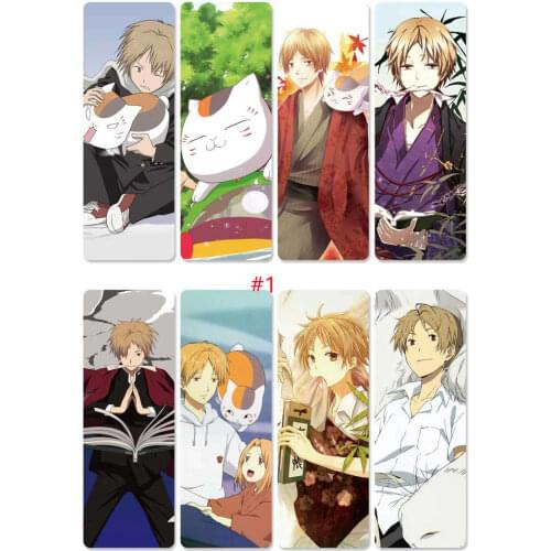 8pcs/set Natsume Yuujinchou PVC Bookmarks Printed with Anime Natsume Takashi Natori Shuuichi Nyanko-sensei