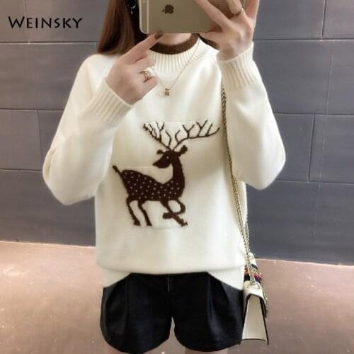 Women Turtleneck Knitted Sweater And Pullovers Korean Style Fashion Female Cartoon Sweaters Winter And Autumn 2019 New