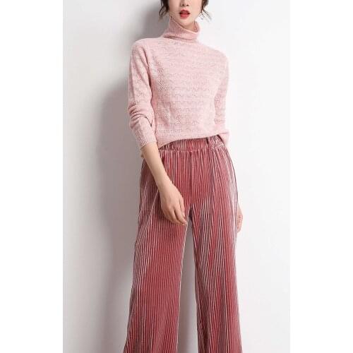 Ladies High Quality Turtleneck Pure 100% Cashmere Sweater Spring Autumn Fashion Hollow Out Slim Knit Sweater Elegant Ladies Sweater Free Shipping