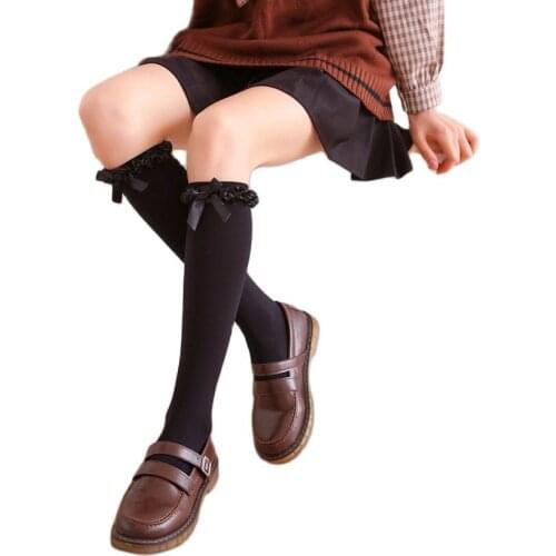 Women Sexy Stockings Stretch Lace Bow Thigh High Cosplay Long Knee Sock