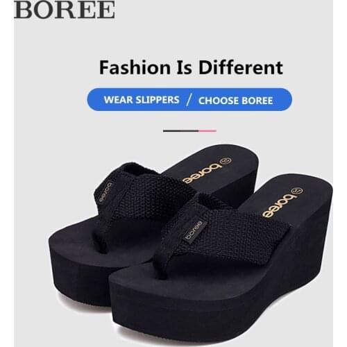 BOREE Women Slippers Summer Wedge Platform Woman Shoes Beach Flip Flops High Heel Non-slip Slides Sandalias zapatos de mujer