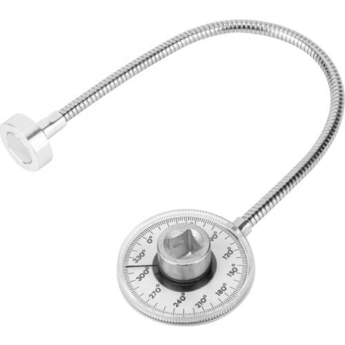 1/2in Torsion Angle Gauge 360 Degree Strong Magnetism Adjustable Torque Angle Measuring Gauge With Flexible Arm Compound Dial