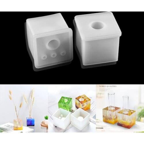 1pcs Holes Round Concrete Flower Pot Handmade Vase Mold Cactus UV Epoxy Resin Mould Silicone DIY Flower Arrangement Decoration