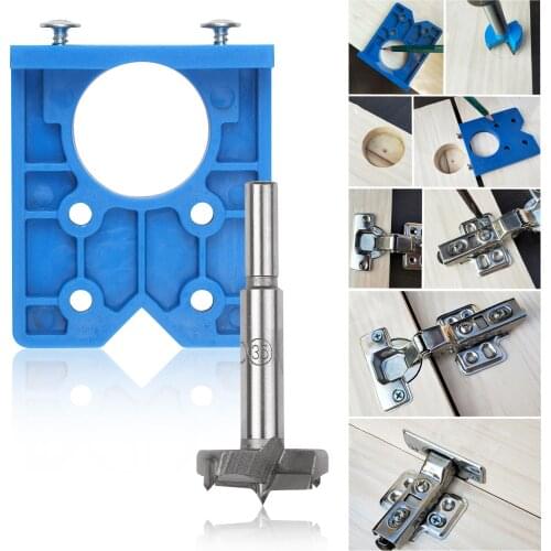 35mm Hinge Drilling Jig Concealed Guide Hinge Hole Drilling Guide Locator Carpentry Woodworking Hole Opener Door Cabinet Tool