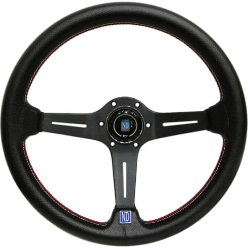 Car Sport 14 Inch Black Steering Wheel Auto Universal Racing Sport Steering Wheel 350mm Leather Handmade Sewing Thread ND20S101