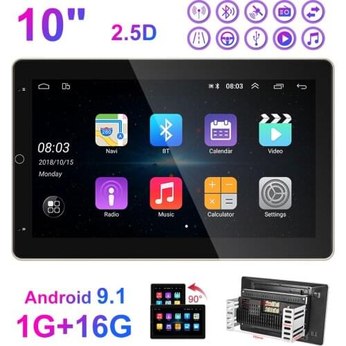 10 inch Android 9.1 Car Stereo Radio Head Unit 2 Din Rotatable Screen GPS Navi